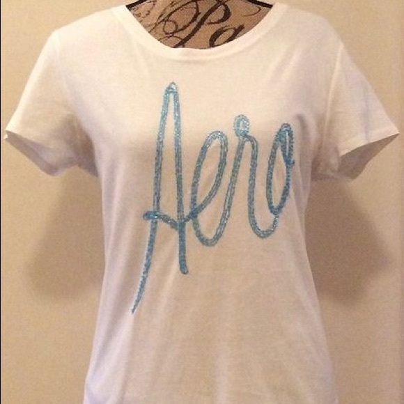 Aeropostale Blue Beaded Logo Tee - Picture 1 of 10